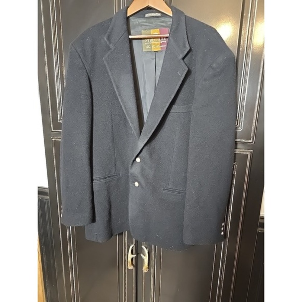 Mens Sructure Coat XL, Made In Hong Kong, 60%wool,20% Cashmere Black